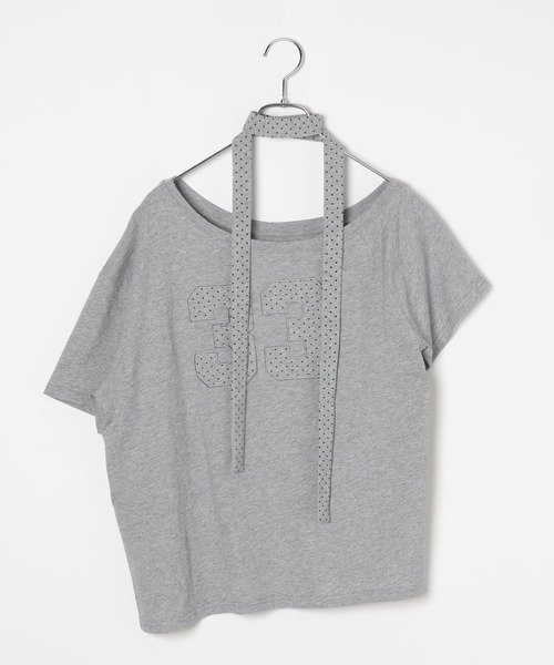 3.3 Field Trip (3.3フィールドトリップ)の「3.3 Field Trip/スター柄ストール付きアップリケナンバーTシャツ(Tシャツ/カットソー・レディース・ホワイト/ブラック/グレー・FREE)」の12枚目の写真