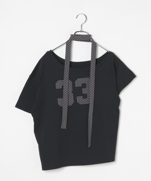 3.3 Field Trip (3.3フィールドトリップ)の「3.3 Field Trip/スター柄ストール付きアップリケナンバーTシャツ(Tシャツ/カットソー・レディース・ホワイト/ブラック/グレー・FREE)」の14枚目の写真