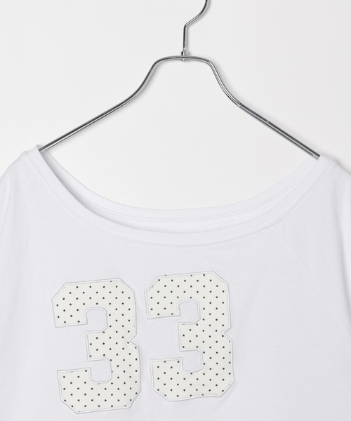 3.3 Field Trip (3.3フィールドトリップ)の「3.3 Field Trip/スター柄ストール付きアップリケナンバーTシャツ(Tシャツ/カットソー・レディース・ホワイト/ブラック/グレー・FREE)」の6枚目の写真