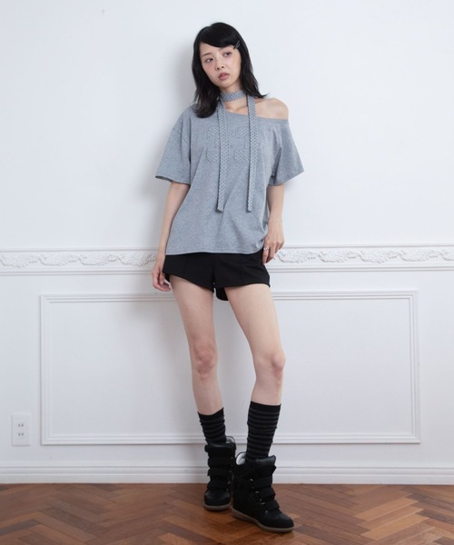 3.3 Field Trip (3.3フィールドトリップ)の「3.3 Field Trip/スター柄ストール付きアップリケナンバーTシャツ(Tシャツ/カットソー・レディース・ホワイト/ブラック/グレー・FREE)」の21枚目の写真