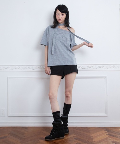 3.3 Field Trip (3.3フィールドトリップ)の「3.3 Field Trip/スター柄ストール付きアップリケナンバーTシャツ(Tシャツ/カットソー・レディース・ホワイト/ブラック/グレー・FREE)」の22枚目の写真