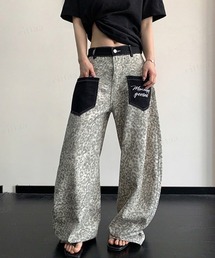 Dalfwin（ダールフィン）の「韓国ファッション レオパード柄ワイドデニムパンツパンツ（デニムパンツ）」