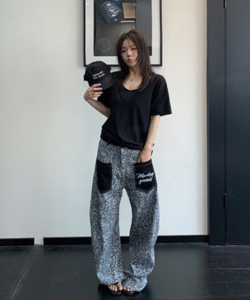 Dalfwin(ダールフィン)の「韓国ファッション レオパード柄ワイドデニムパンツパンツ(デニムパンツ・レディース・ライトブラウン/グレー・LARGE/MEDIUM/SMALL)」の7枚目の写真