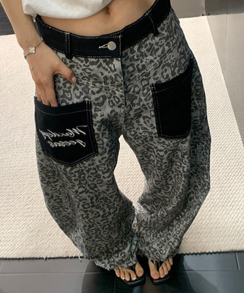 Dalfwin(ダールフィン)の「韓国ファッション レオパード柄ワイドデニムパンツパンツ(デニムパンツ・レディース・ライトブラウン/グレー・LARGE/MEDIUM/SMALL)」の9枚目の写真