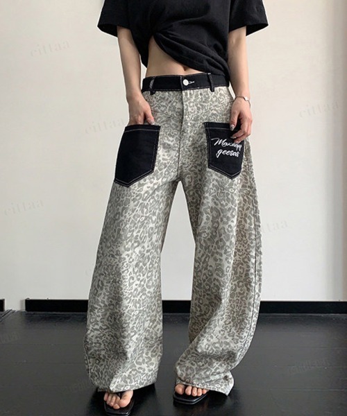 Dalfwin(ダールフィン)の「韓国ファッション レオパード柄ワイドデニムパンツパンツ(デニムパンツ・レディース・ライトブラウン/グレー・LARGE/MEDIUM/SMALL)」の13枚目の写真