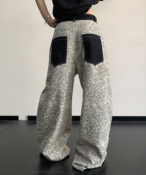 Dalfwin(ダールフィン)の「韓国ファッション レオパード柄ワイドデニムパンツパンツ(デニムパンツ・レディース・ライトブラウン/グレー・LARGE/MEDIUM/SMALL)」の15枚目の写真