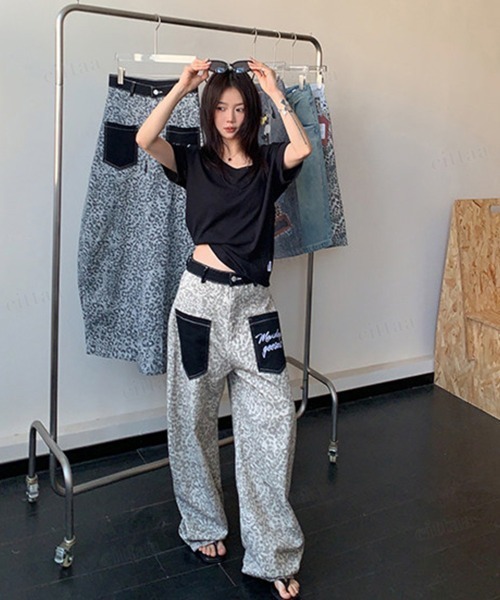 Dalfwin(ダールフィン)の「韓国ファッション レオパード柄ワイドデニムパンツパンツ(デニムパンツ・レディース・ライトブラウン/グレー・LARGE/MEDIUM/SMALL)」の17枚目の写真