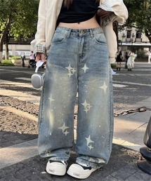 星柄ワイドデニムパンツ