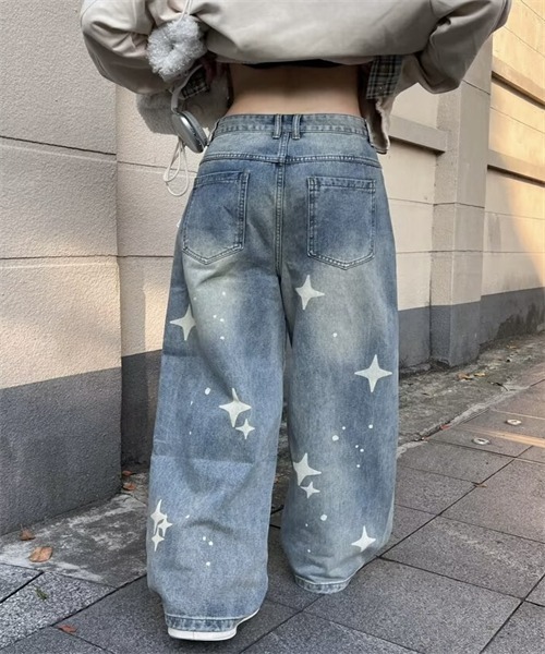 Dream garden(ドリームガーデン)の「星柄ワイドデニムパンツ(デニムパンツ・レディース・ブルー・M/L/XL/S/3XL/2XL)」の7枚目の写真