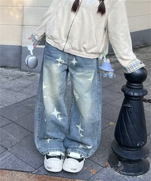 Dream garden(ドリームガーデン)の「星柄ワイドデニムパンツ(デニムパンツ・レディース・ブルー・M/L/XL/S/3XL/2XL)」の5枚目の写真