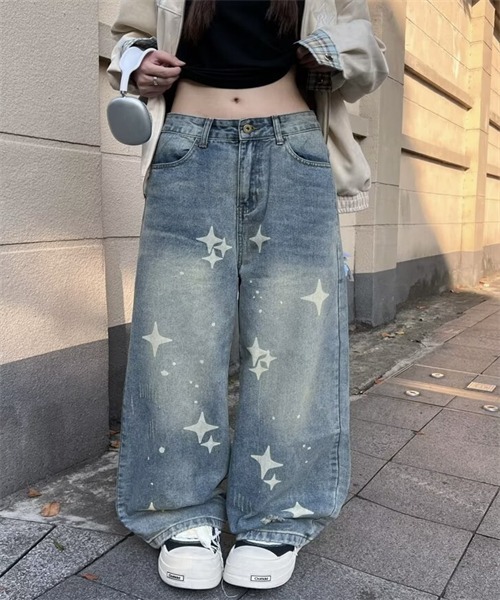 Dream garden(ドリームガーデン)の「星柄ワイドデニムパンツ(デニムパンツ・レディース・ブルー・M/L/XL/S/3XL/2XL)」の3枚目の写真