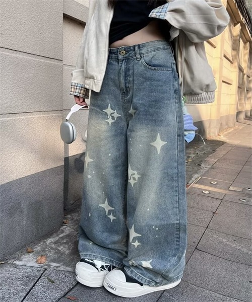 Dream garden(ドリームガーデン)の「星柄ワイドデニムパンツ(デニムパンツ・レディース・ブルー・M/L/XL/S/3XL/2XL)」の4枚目の写真
