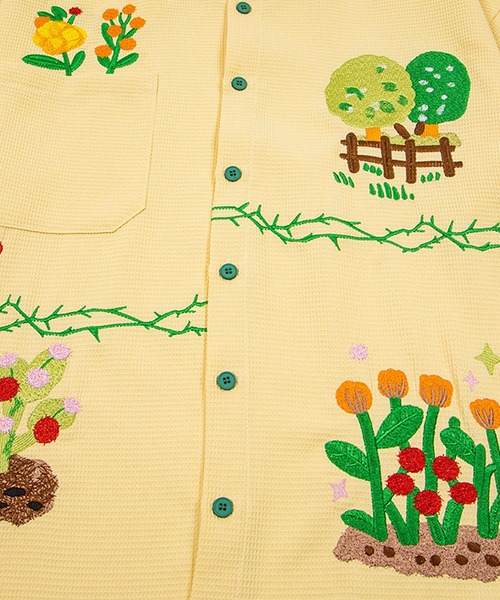 HOOK(フック)の「HOOK ガーデン総刺繍 ビッグシルエット 半袖シャツ (SS)(シャツ/ブラウス・メンズ・イエロー/ホワイト・FREE)」の6枚目の写真