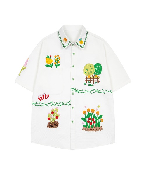 HOOK(フック)の「HOOK ガーデン総刺繍 ビッグシルエット 半袖シャツ (SS)(シャツ/ブラウス・メンズ・イエロー/ホワイト・FREE)」の12枚目の写真