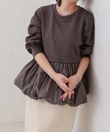 裾バルーンペプラムトップス