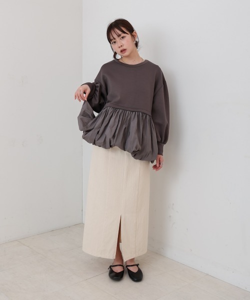 Bab(バブ)の「裾バルーンペプラムトップス(Tシャツ/カットソー・レディース・チャコールグレー/ベージュ/アイボリー・FREE)」の6枚目の写真