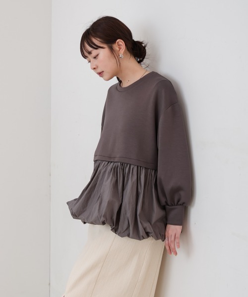 Bab(バブ)の「裾バルーンペプラムトップス(Tシャツ/カットソー・レディース・チャコールグレー/ベージュ/アイボリー・FREE)」の7枚目の写真