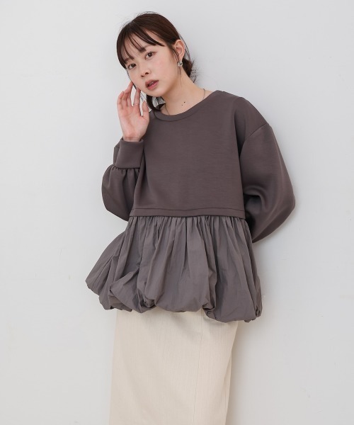 Bab(バブ)の「裾バルーンペプラムトップス(Tシャツ/カットソー・レディース・チャコールグレー/ベージュ/アイボリー・FREE)」の8枚目の写真