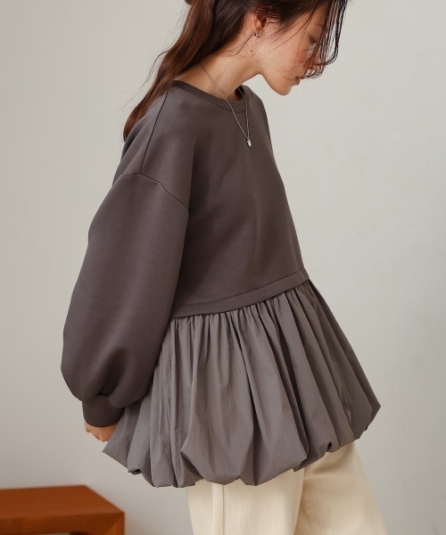 Bab(バブ)の「裾バルーンペプラムトップス(Tシャツ/カットソー・レディース・チャコールグレー/ベージュ/アイボリー・FREE)」の15枚目の写真