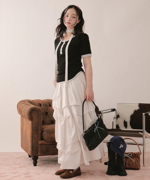 loin nuit(ロワンニュイ)の「henley short sleeve tops / ヘンリーショートスリーブトップス(Tシャツ/カットソー・レディース・ミント/ネイビー/ブラック/ブラウン/ピンク・FREE)」の11枚目の写真