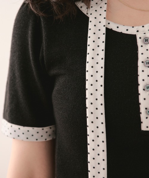 loin nuit(ロワンニュイ)の「henley short sleeve tops / ヘンリーショートスリーブトップス(Tシャツ/カットソー・レディース・ミント/ネイビー/ブラック/ブラウン/ピンク・FREE)」の7枚目の写真