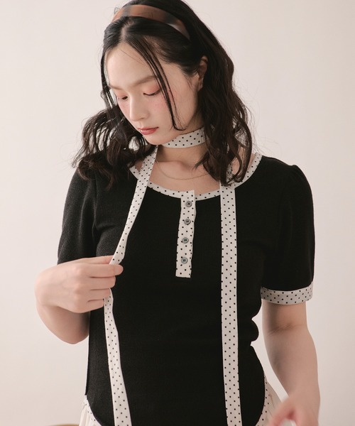 loin nuit(ロワンニュイ)の「henley short sleeve tops / ヘンリーショートスリーブトップス(Tシャツ/カットソー・レディース・ミント/ネイビー/ブラック/ブラウン/ピンク・FREE)」の13枚目の写真
