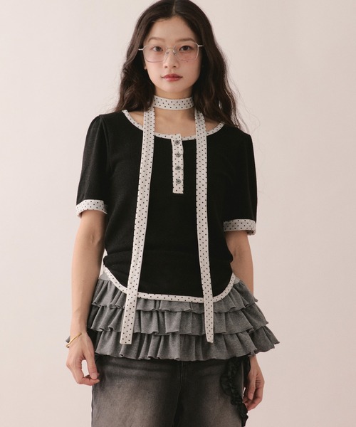 loin nuit(ロワンニュイ)の「henley short sleeve tops / ヘンリーショートスリーブトップス(Tシャツ/カットソー・レディース・ミント/ネイビー/ブラック/ブラウン/ピンク・FREE)」の9枚目の写真