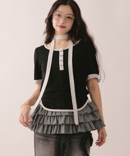 loin nuit(ロワンニュイ)の「henley short sleeve tops / ヘンリーショートスリーブトップス(Tシャツ/カットソー・レディース・ミント/ネイビー/ブラック/ブラウン/ピンク・FREE)」の8枚目の写真