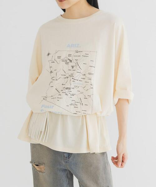 KBF(ケイビーエフ)の「オーバーサイズプリントTEE(Tシャツ/カットソー・レディース・グレー系その他/アイボリー/チャコールグレー・ONE)」の1枚目の写真