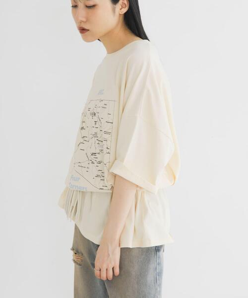 KBF(ケイビーエフ)の「オーバーサイズプリントTEE(Tシャツ/カットソー・レディース・グレー系その他/アイボリー/チャコールグレー・ONE)」の6枚目の写真