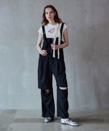 Lace Trim Short Jumpsuit/レーストリムショートジャンプスーツ