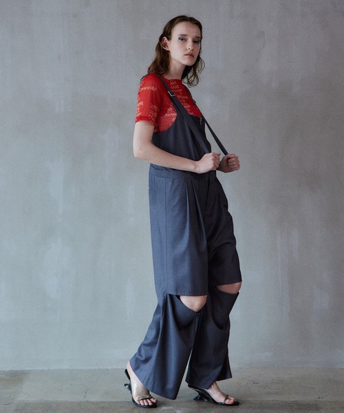 MAISON SPECIAL(メゾンスペシャル)の「Long-Strap Jumpsuit/ロングストラップジャンプスーツ(つなぎ/オールインワン・レディース・ブラック/グレー・36/38)」の9枚目の写真