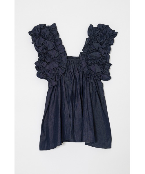 MOUSSY(マウジー)の「SHOULDER FRILLS トップス(シャツ/ブラウス・レディース・ダークブルー/ライトイエロー/ホワイト/ブラック系その他/ブラック・FREE)」の4枚目の写真