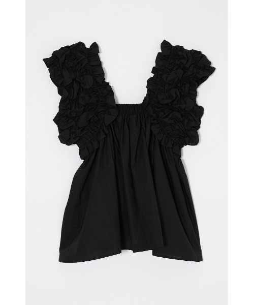 MOUSSY(マウジー)の「SHOULDER FRILLS トップス(シャツ/ブラウス・レディース・ダークブルー/ライトイエロー/ホワイト/ブラック系その他/ブラック・FREE)」の6枚目の写真