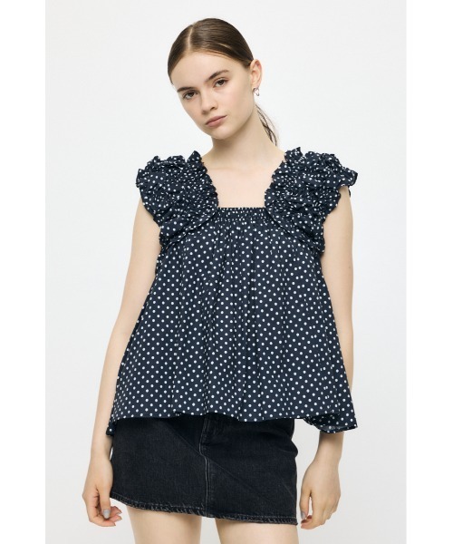 MOUSSY(マウジー)の「SHOULDER FRILLS トップス(シャツ/ブラウス・レディース・ダークブルー/ライトイエロー/ホワイト/ブラック系その他/ブラック・FREE)」の8枚目の写真