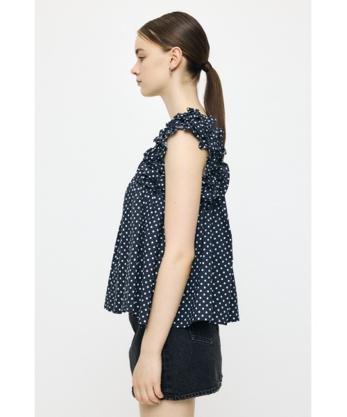 MOUSSY(マウジー)の「SHOULDER FRILLS トップス(シャツ/ブラウス・レディース・ダークブルー/ライトイエロー/ホワイト/ブラック系その他/ブラック・FREE)」の13枚目の写真