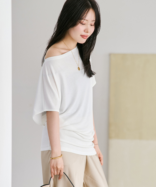 plage（プラージュ）の「《追加》Jersey Tunic プルオーバー 2（Tシャツ/カットソー・レディース・ブラウン/ホワイト/ブラック・FREE）」の2枚目の写真