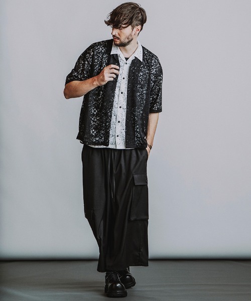 NO ID.(ノーアイディ)の「mhs2659-シアーオープンカラーBIG-SH シャツ(858006-498S)(シャツ/ブラウス・メンズ・ホワイト/ブラック・ONE SIZE)」の6枚目の写真