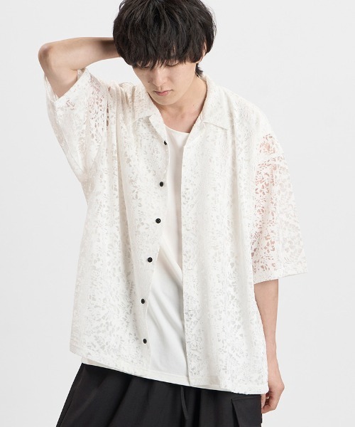 NO ID.(ノーアイディ)の「mhs2659-シアーオープンカラーBIG-SH シャツ(858006-498S)(シャツ/ブラウス・メンズ・ホワイト/ブラック・ONE SIZE)」の12枚目の写真