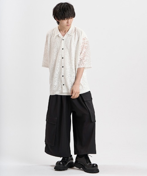 NO ID.(ノーアイディ)の「mhs2659-シアーオープンカラーBIG-SH シャツ(858006-498S)(シャツ/ブラウス・メンズ・ホワイト/ブラック・ONE SIZE)」の14枚目の写真