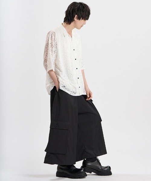 NO ID.(ノーアイディ)の「mhs2659-シアーオープンカラーBIG-SH シャツ(858006-498S)(シャツ/ブラウス・メンズ・ホワイト/ブラック・ONE SIZE)」の15枚目の写真