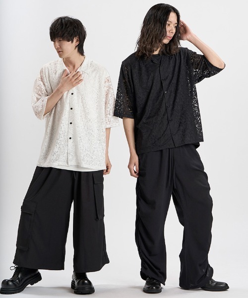 NO ID.(ノーアイディ)の「mhs2659-シアーオープンカラーBIG-SH シャツ(858006-498S)(シャツ/ブラウス・メンズ・ホワイト/ブラック・ONE SIZE)」の20枚目の写真