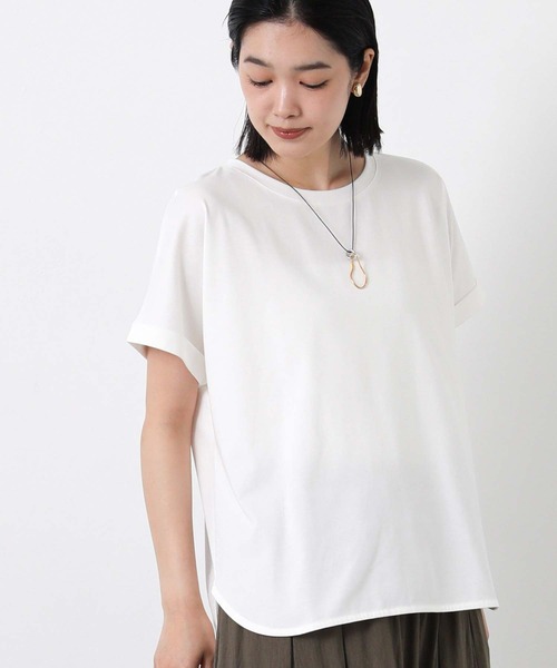 Gready Brilliant（グレディブリリアン）の「綿ジャージーラウンドヘムカットソー（Tシャツ/カットソー・レディース・チャコールグレー/オフホワイト/イエロー・38）」の11枚目の写真
