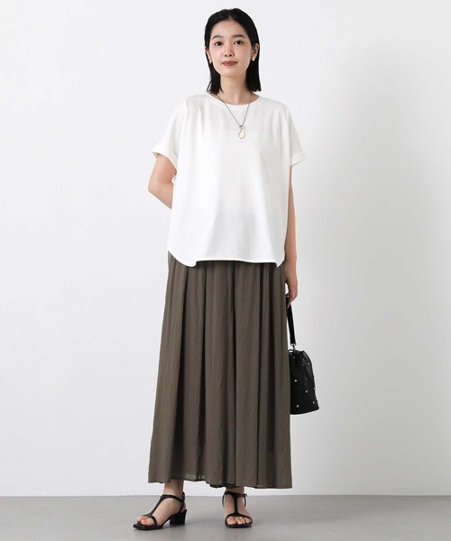Gready Brilliant（グレディブリリアン）の「綿ジャージーラウンドヘムカットソー（Tシャツ/カットソー・レディース・チャコールグレー/オフホワイト/イエロー・38）」の4枚目の写真