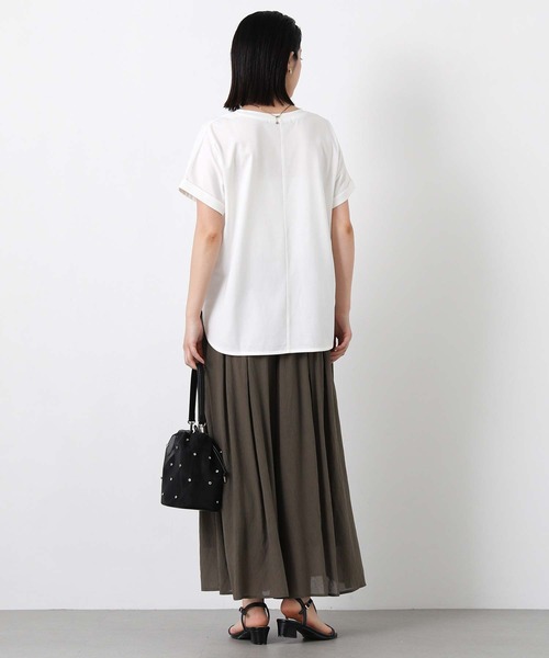 Gready Brilliant（グレディブリリアン）の「綿ジャージーラウンドヘムカットソー（Tシャツ/カットソー・レディース・チャコールグレー/オフホワイト/イエロー・38）」の6枚目の写真