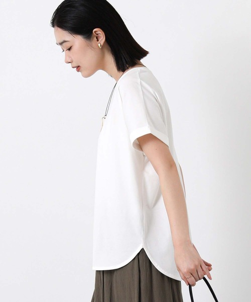 Gready Brilliant（グレディブリリアン）の「綿ジャージーラウンドヘムカットソー（Tシャツ/カットソー・レディース・チャコールグレー/オフホワイト/イエロー・38）」の9枚目の写真