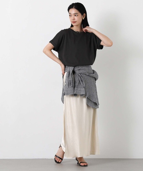 Gready Brilliant（グレディブリリアン）の「綿ジャージーラウンドヘムカットソー（Tシャツ/カットソー・レディース・チャコールグレー/オフホワイト/イエロー・38）」の12枚目の写真