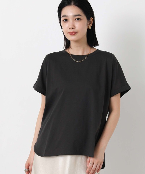 Gready Brilliant（グレディブリリアン）の「綿ジャージーラウンドヘムカットソー（Tシャツ/カットソー・レディース・チャコールグレー/オフホワイト/イエロー・38）」の16枚目の写真