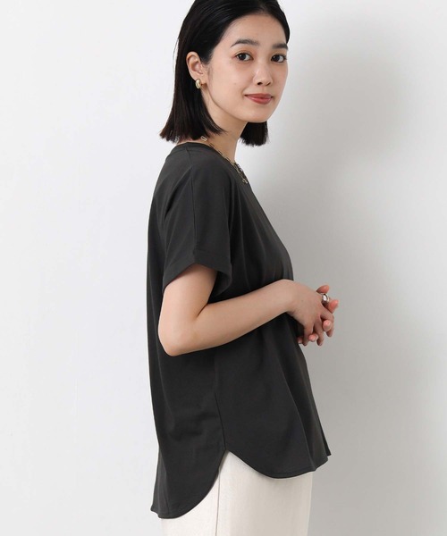 Gready Brilliant（グレディブリリアン）の「綿ジャージーラウンドヘムカットソー（Tシャツ/カットソー・レディース・チャコールグレー/オフホワイト/イエロー・38）」の17枚目の写真