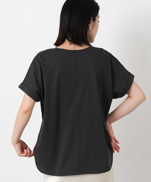 Gready Brilliant（グレディブリリアン）の「綿ジャージーラウンドヘムカットソー（Tシャツ/カットソー・レディース・チャコールグレー/オフホワイト/イエロー・38）」の18枚目の写真